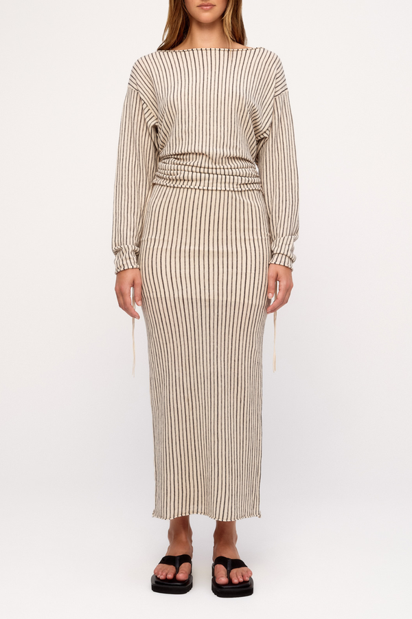 Semi Sheer Knit Top - Natural Pin Stripe