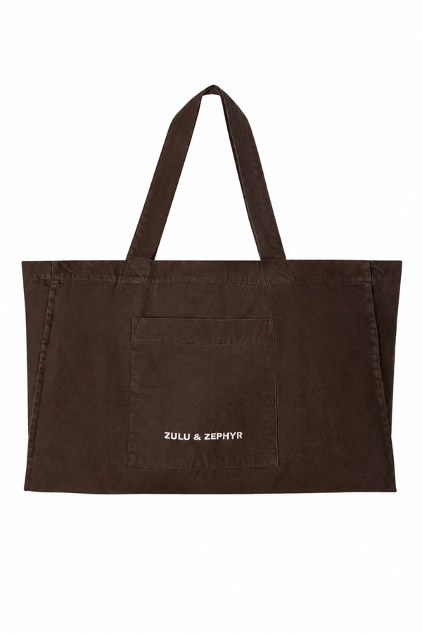 Cotton Canvas Tote Bag - Chocolate