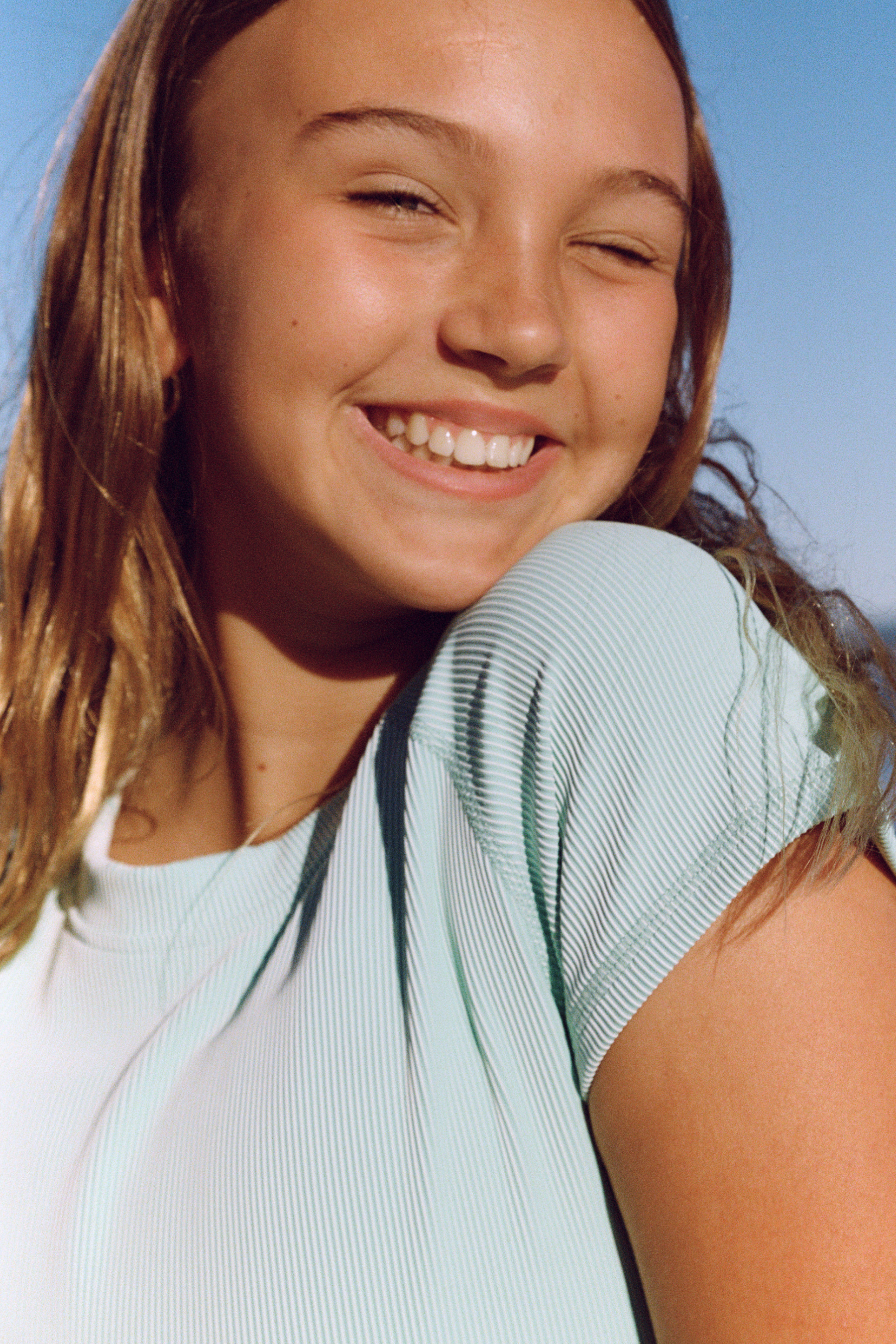 Mini Stripe Short Sleeve Rashie - Aqua