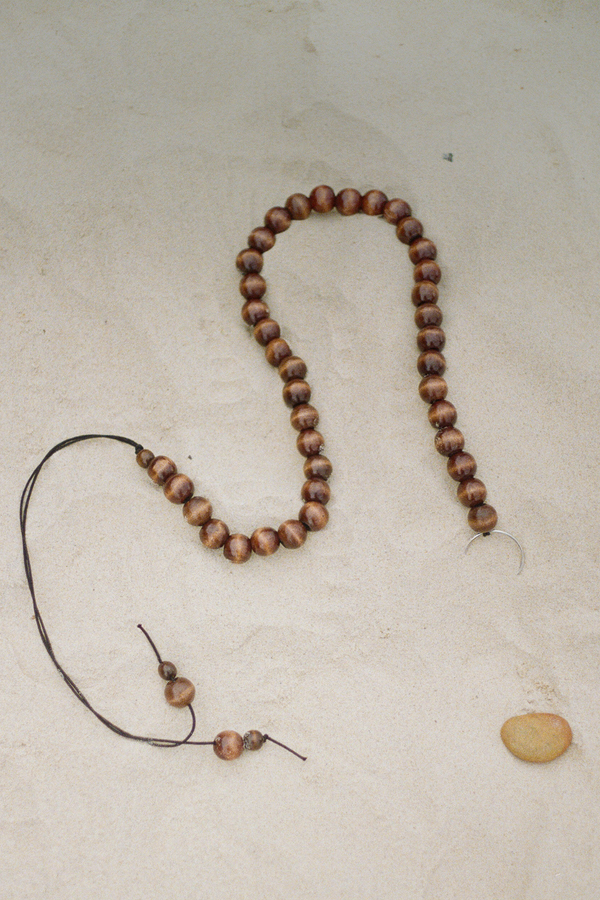 Beaded Wrap Belt - Brown