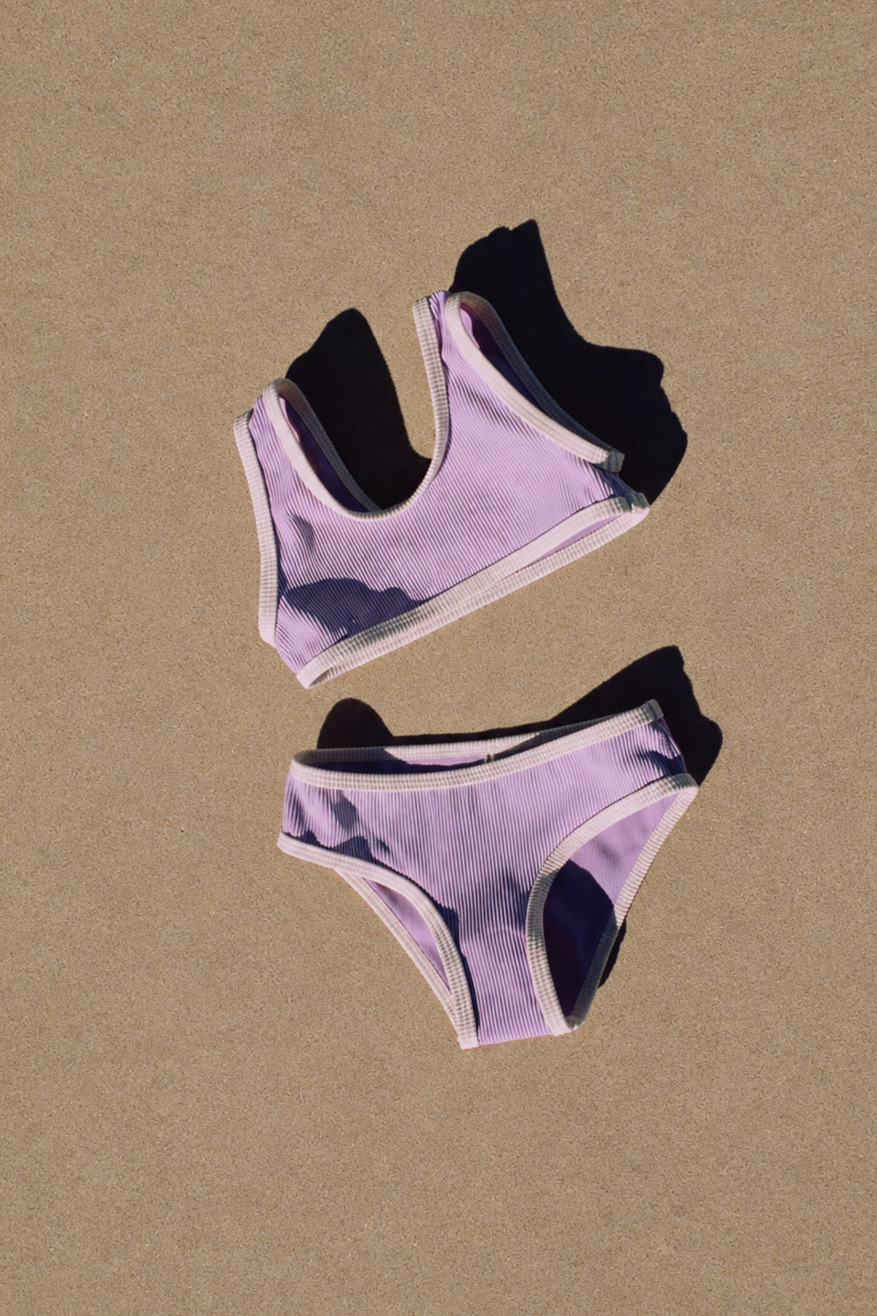 Mini Stripe Scoop Bikini Top - Lilac