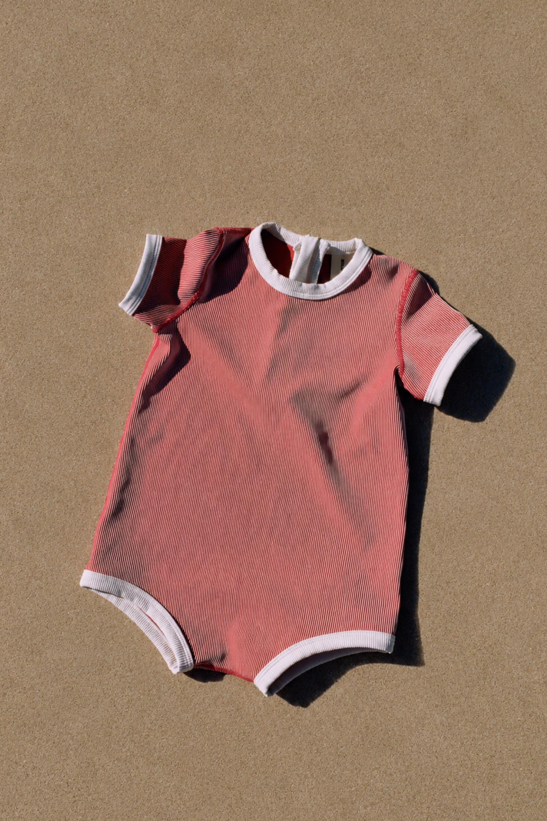 Mini Stripe Infant Onesie - Clay Red