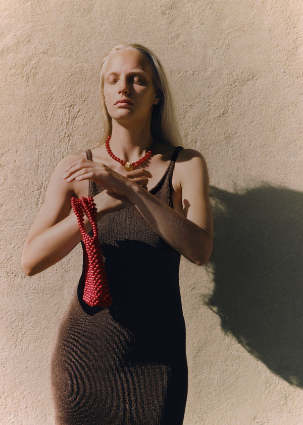 Textured Knit Dress - Chocolate