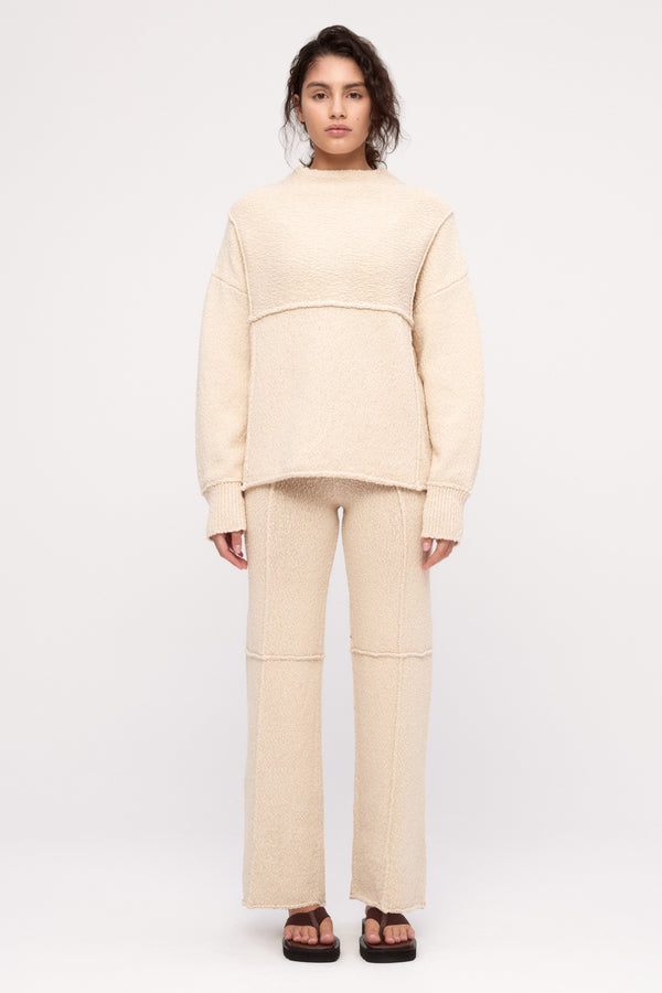 Boucle Knit Pant - Coconut