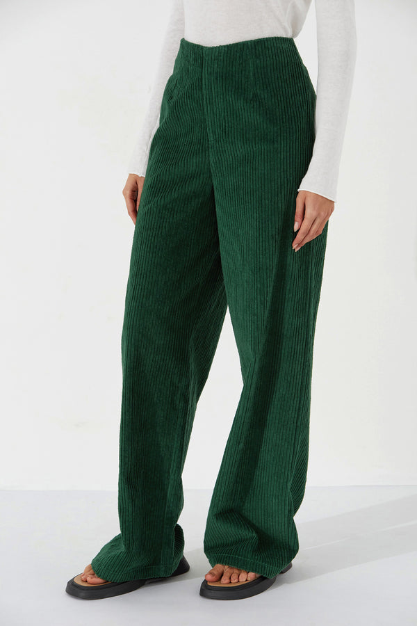 Topshop corduroy ribbed flare trousers in stone  ASOS