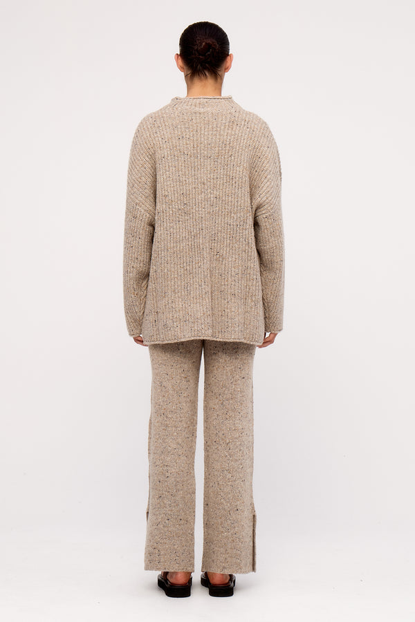 Oat Marle Merino Wool Blend Knit Pant
