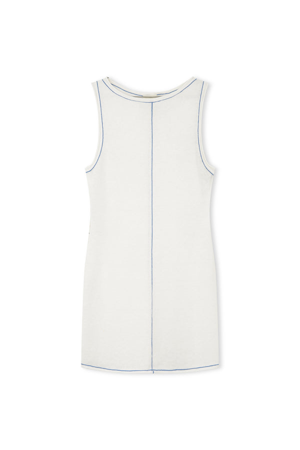 Long Line Button Up Knit Tank in Milk