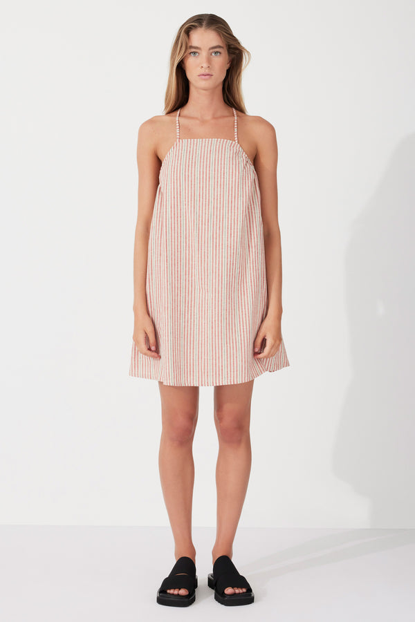 Chilli Stripe Hemp Blend Mini Dress