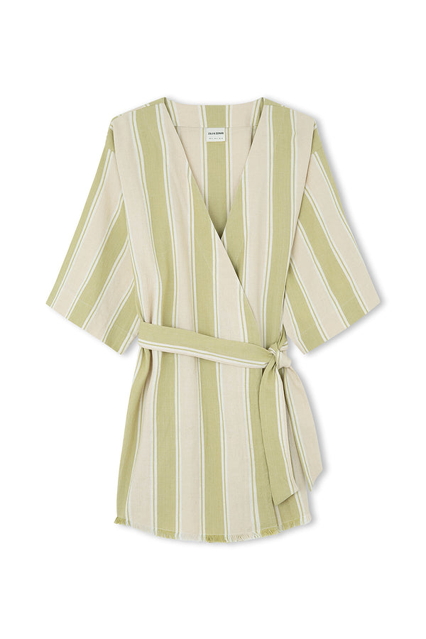 Olive Stripe Organic Cotton Kimono