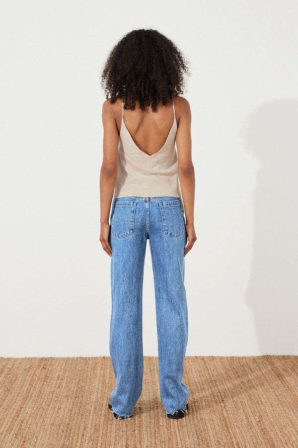 Zelrio Jeans - High Waisted Recycled Cotton Cropped Denim Jeans in Washed  Black