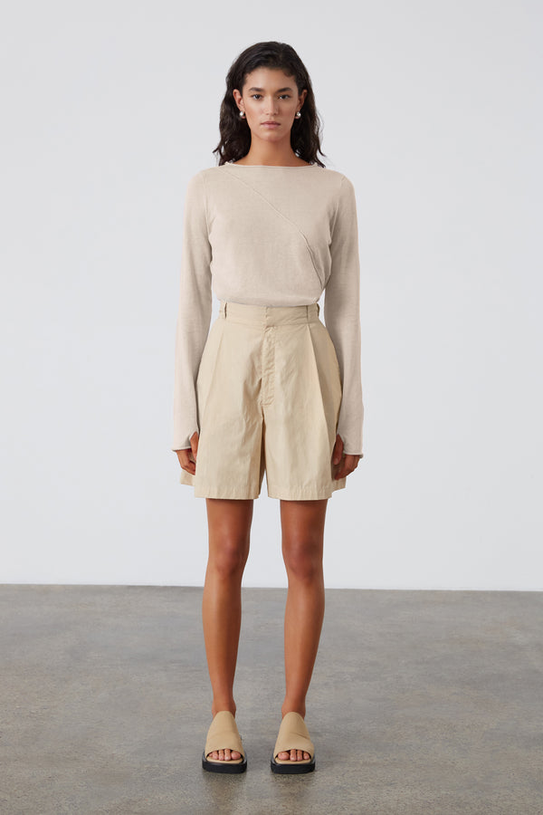 Panelled Knit Top - Stone