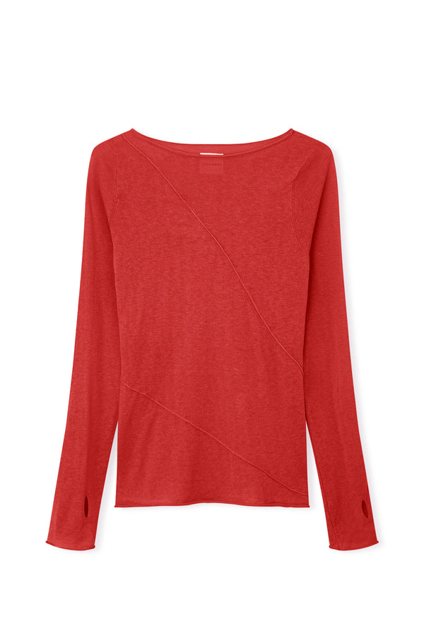 Panelled Knit Top - Red