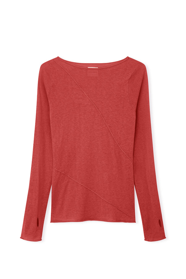 Panelled Knit Top - Red