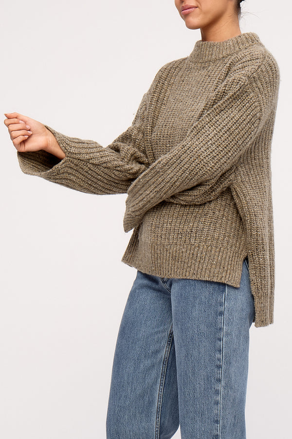 Olive Merino Wool Blend Knit Jumper