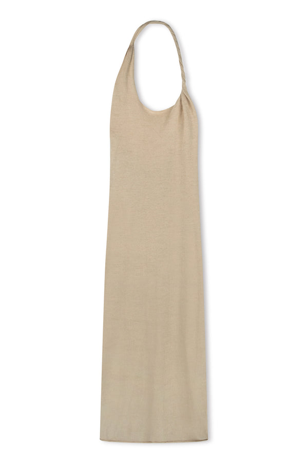 Camel Linen Blend Knit Dress