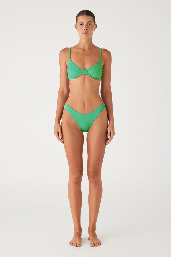 Signature Stripe Balconette Bra Cup Top - Parrot Green