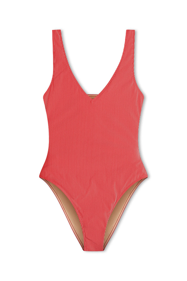 Signature Stripe Bikini One Piece - Chilli Red