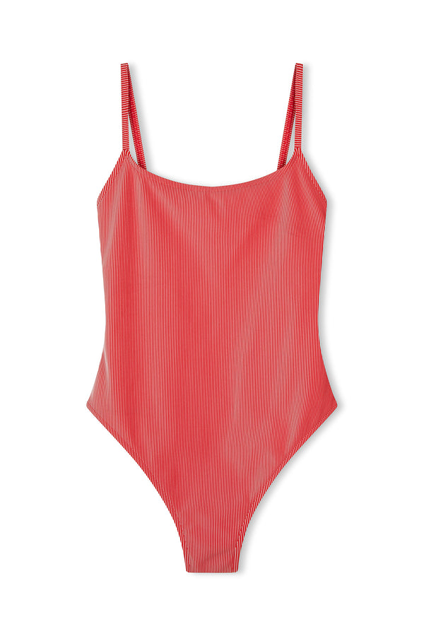 Signature Stripe Simple One Piece - Chilli Red