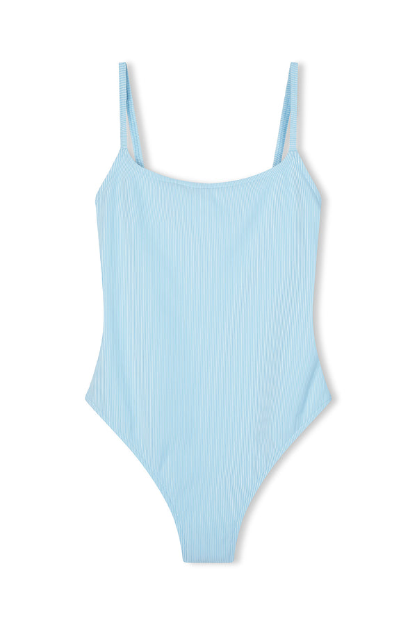 Signature Stripe Simple One Piece - Shallow Blue