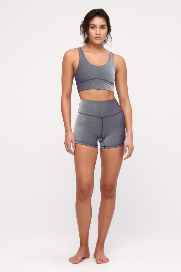 Stripe Rib Crop Top - Navy