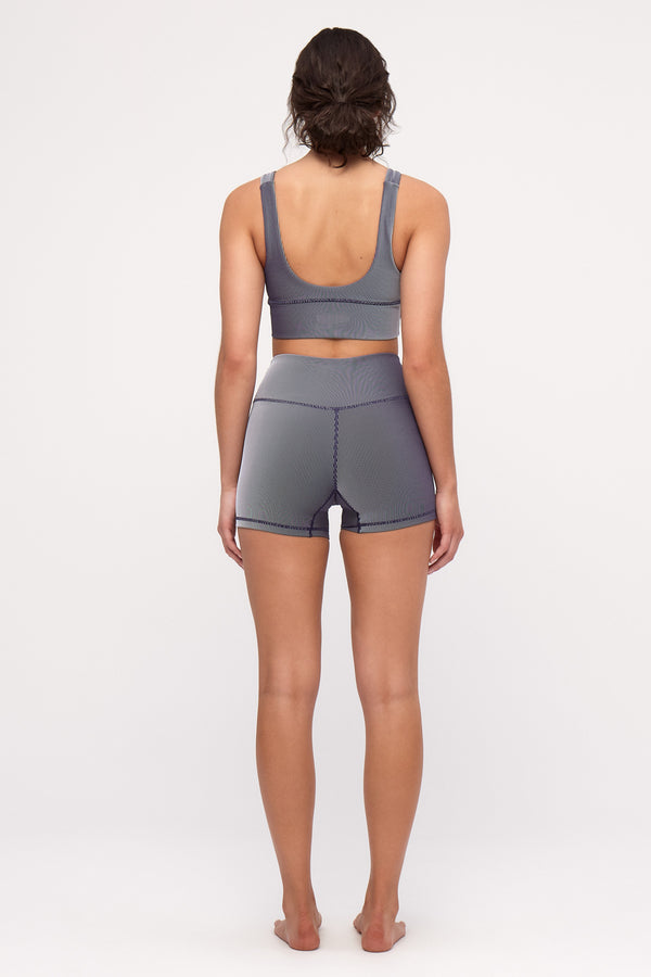 Stripe Rib Crop Top - Navy