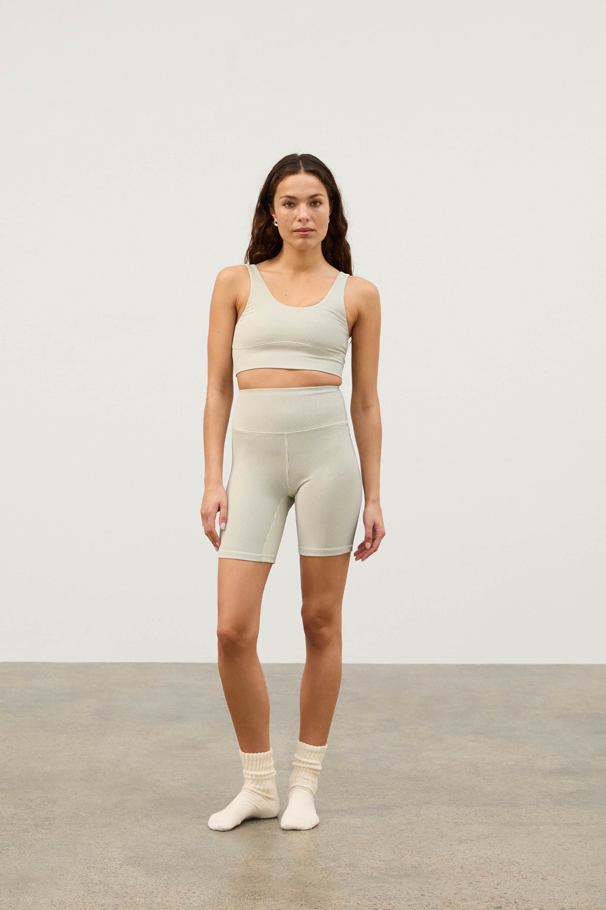 Stripe Rib 7 inch Bike Short - Coconut