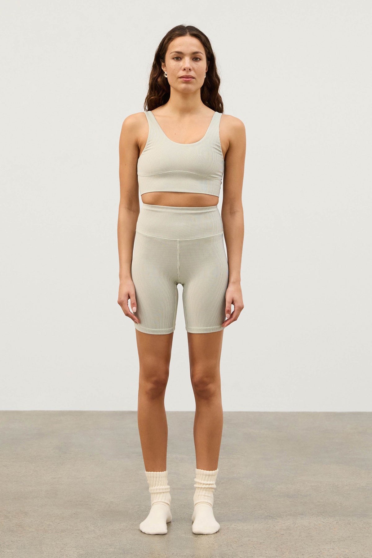 Stripe Rib 7 inch Bike Short - Coconut