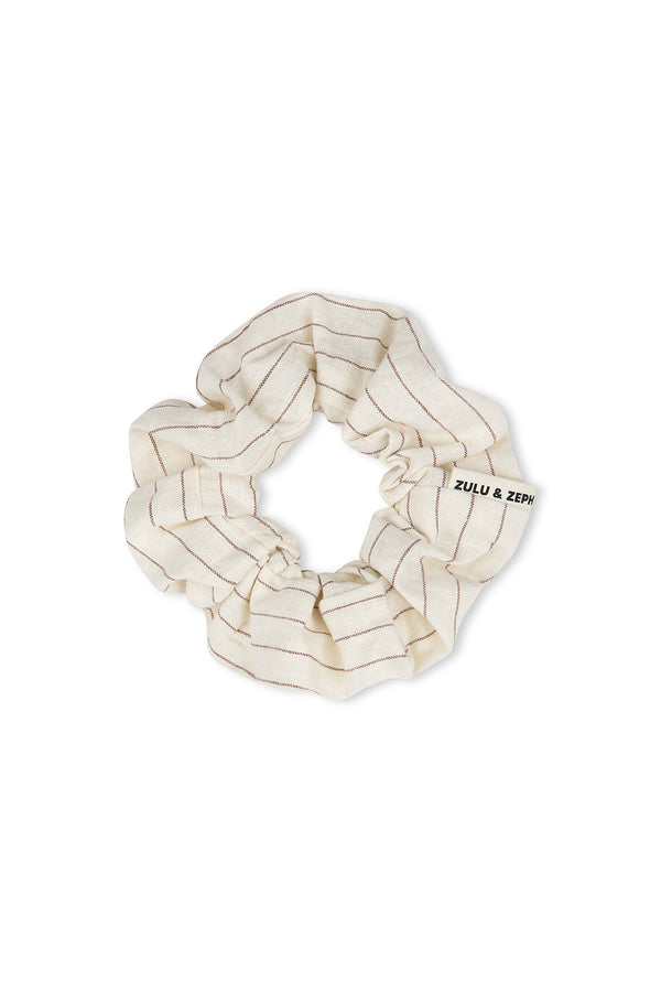 Woven Scrunchie - Choc Pin Stripe