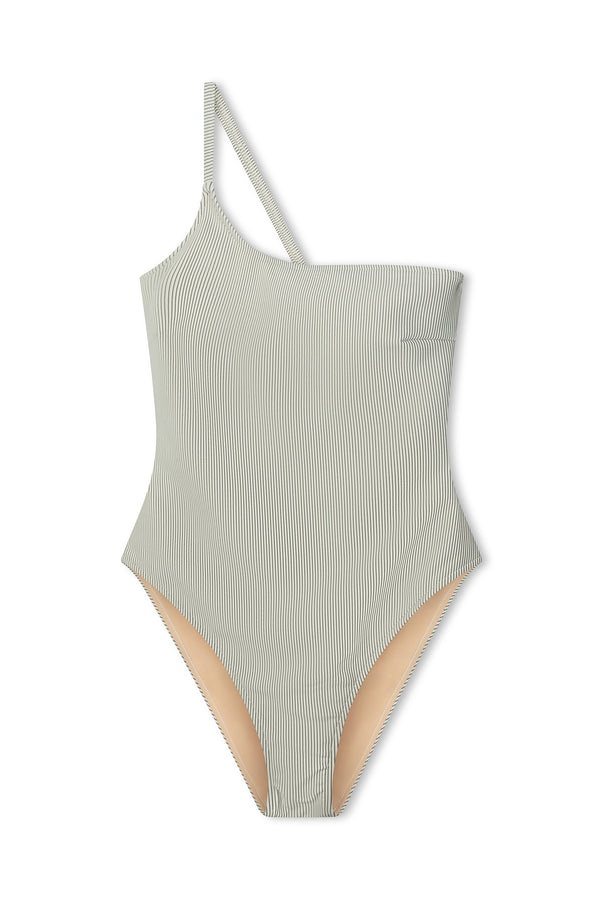 Signature Stripe One Shoulder One Piece - Coconut