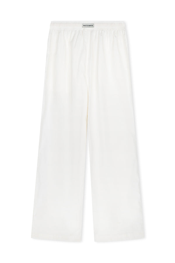 Logo Cotton Poplin Pant - White