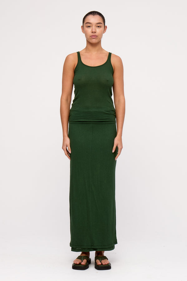 Rib Hemp Jersey Skirt - Tallow Green