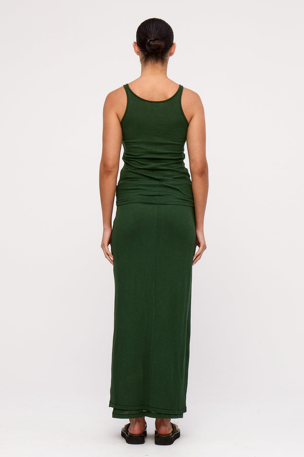 Rib Hemp Jersey Skirt - Tallow Green