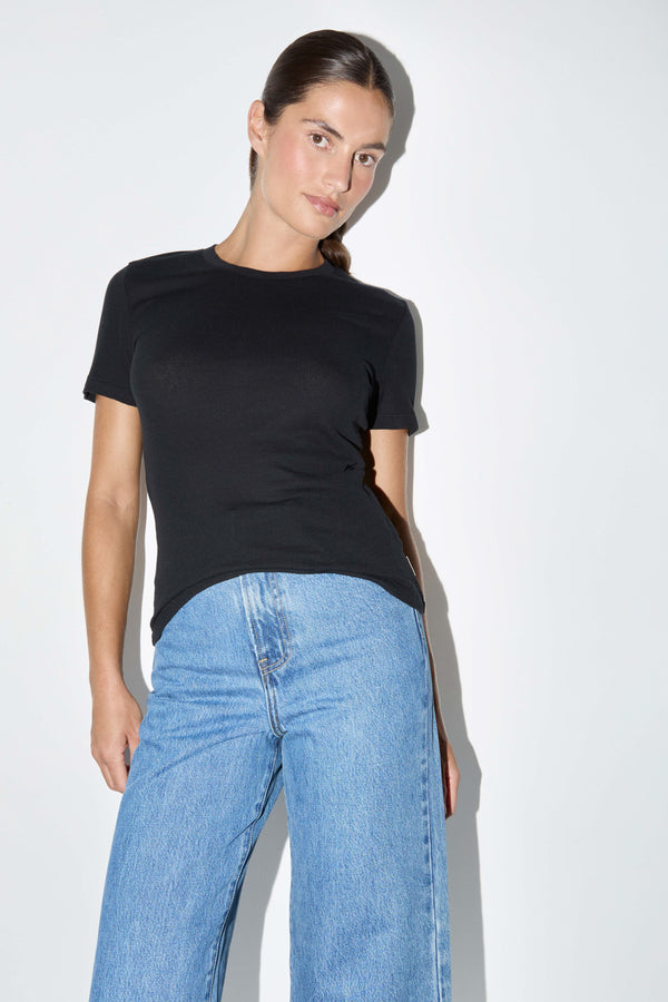 Rib Hemp Jersey T-Shirt - Black