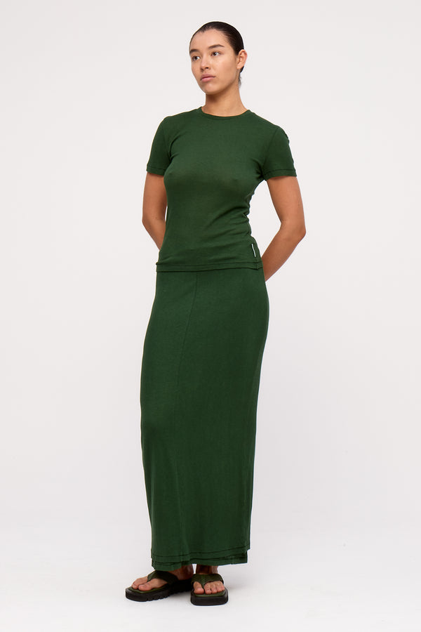 Rib Hemp Jersey T-Shirt - Tallow Green