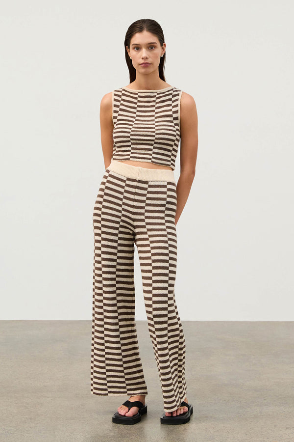 Cocoa Grid Textured Knit Pant