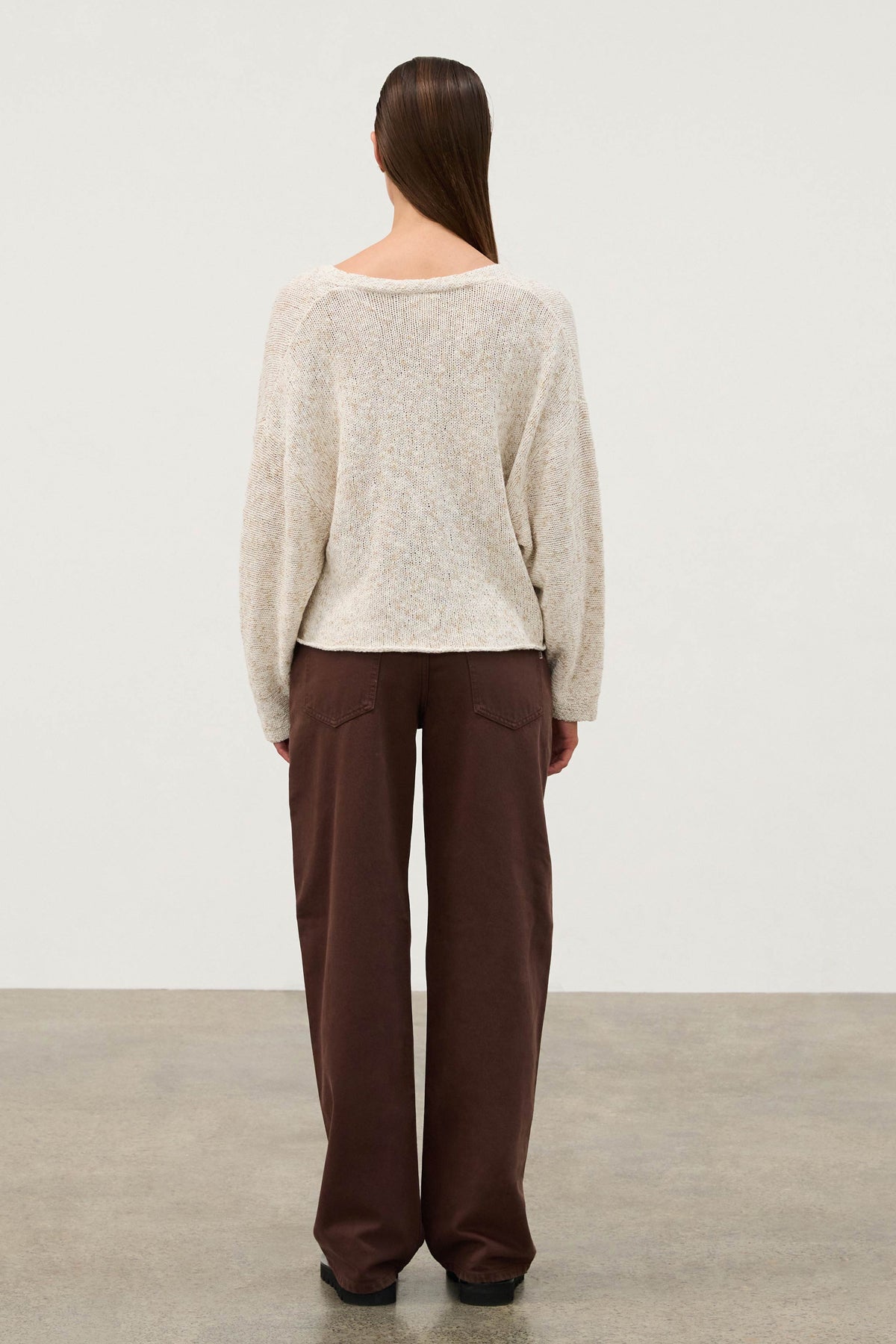 Camel Marle Cotton Blend V Neck Jumper