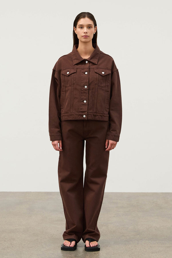 Recycled Denim Jacket - Cocoa