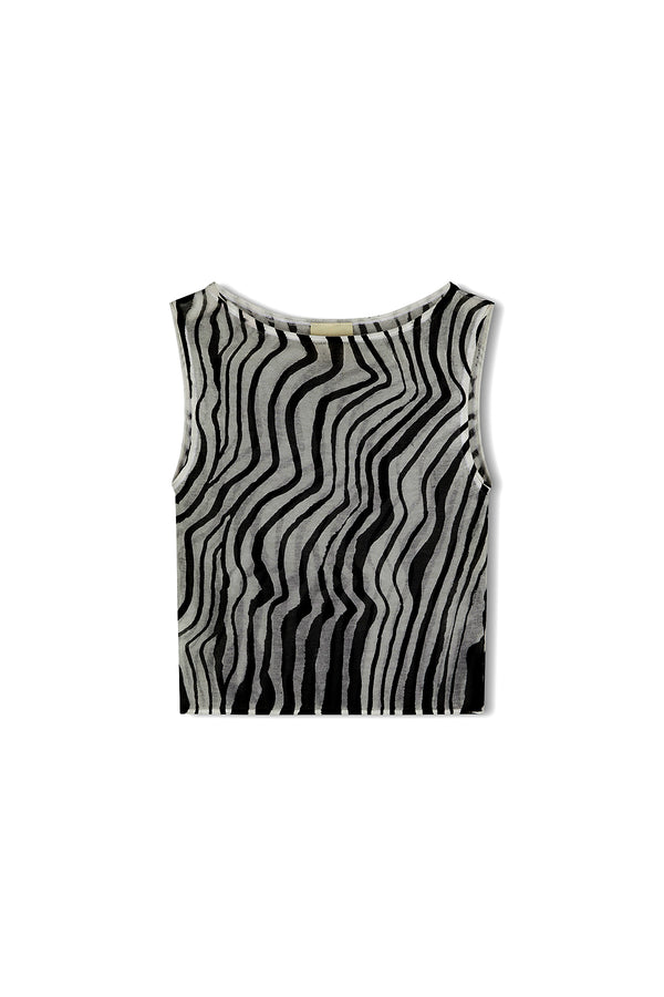 Ripple Stripe Cotton Blend Knit Crop Top