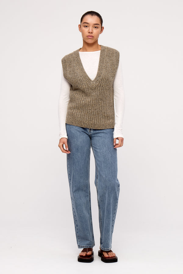 Olive Merino Wool Blend Rib Knit Vest – Zulu & Zephyr