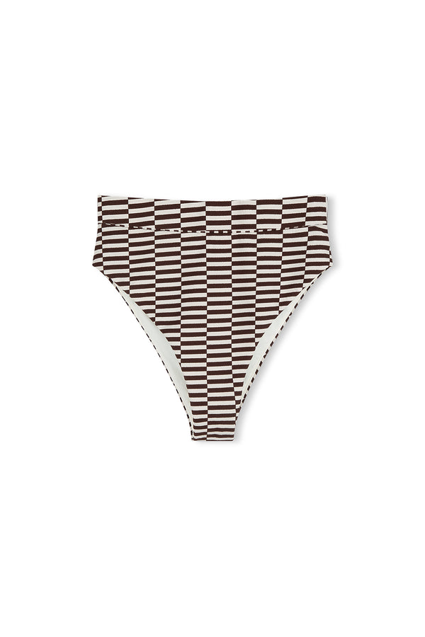 Cocoa Grid Textured High Cut Brief