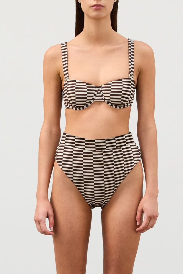 Cocoa Grid Textured Balconette Bra Cup