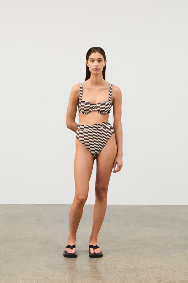 Cocoa Grid Textured High Cut Brief