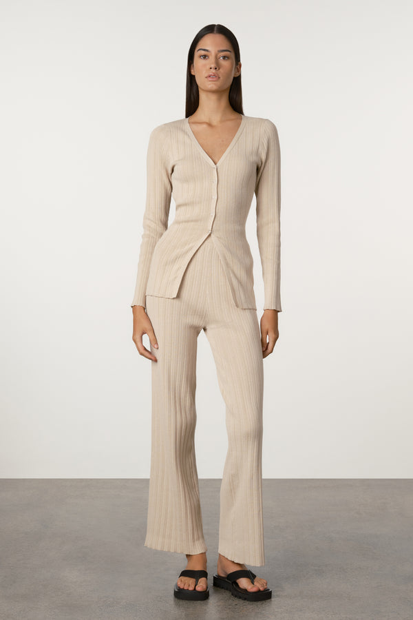 Husk Cotton Rib Knit Cardigan