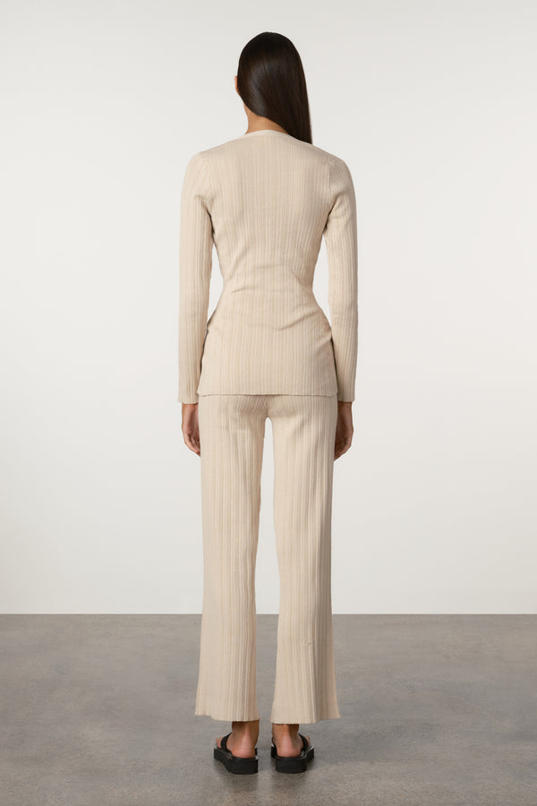 Husk Cotton Rib Knit Cardigan