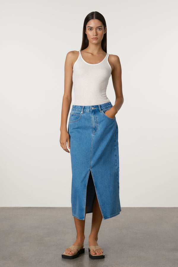 Recycled Denim Skirt - Bright Blue