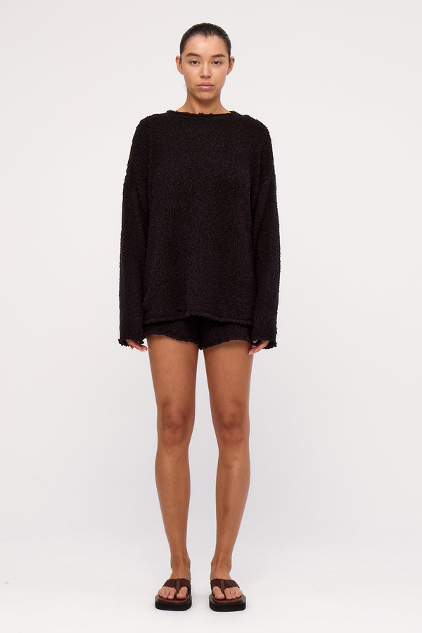 Black Boucle Knit Jumper