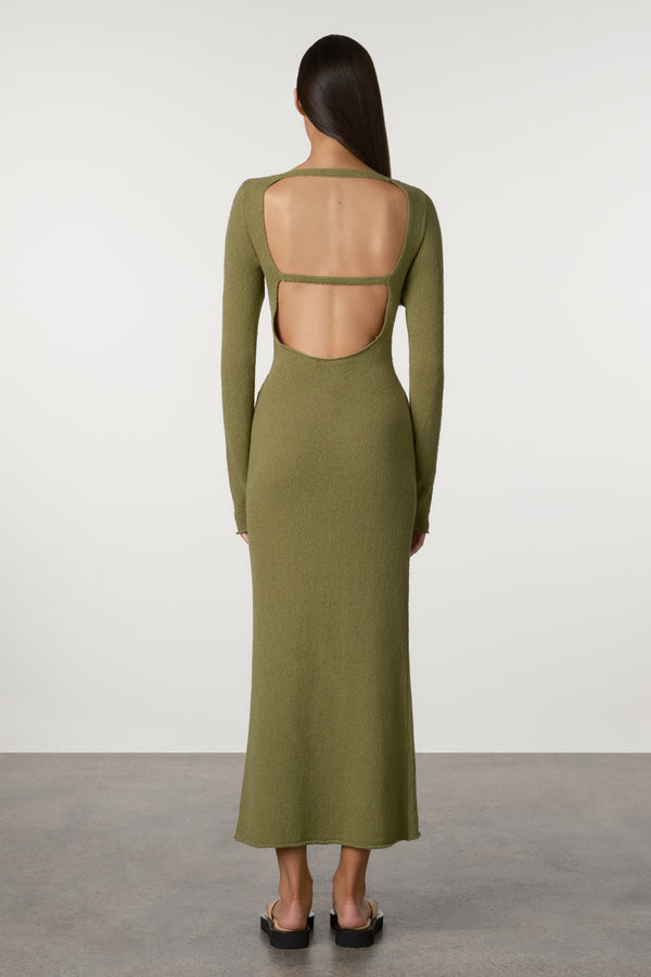Olive Textured Knit Dress
