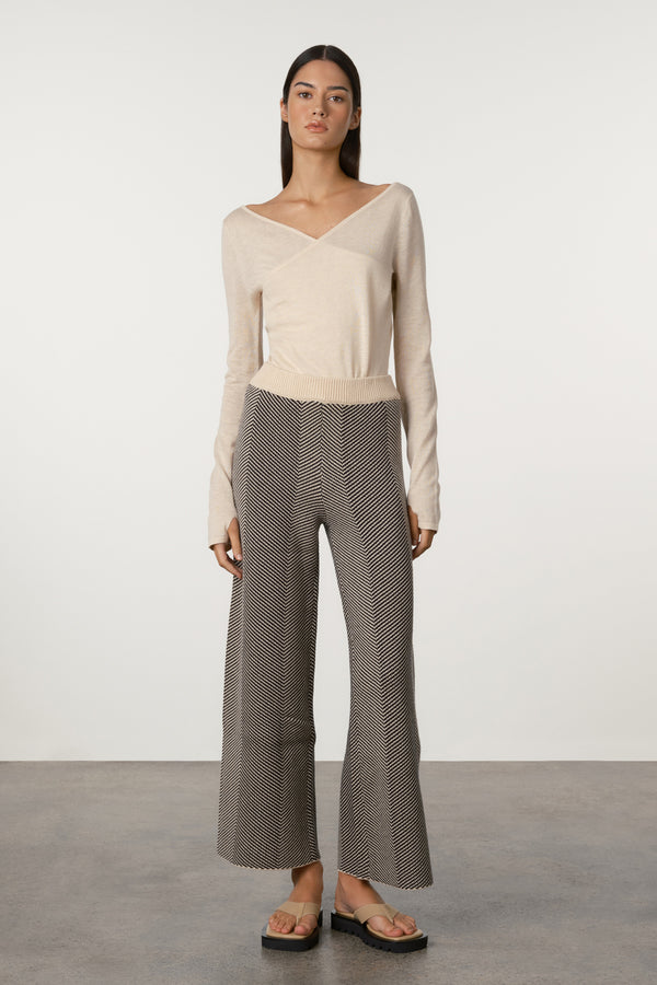 Black Herringbone Knit Pant
