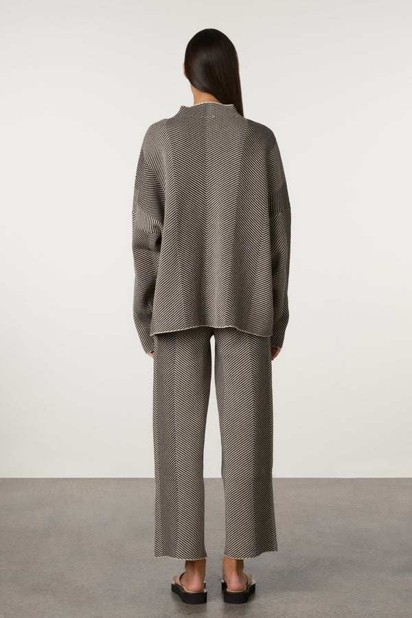 Black Herringbone Knit Jumper