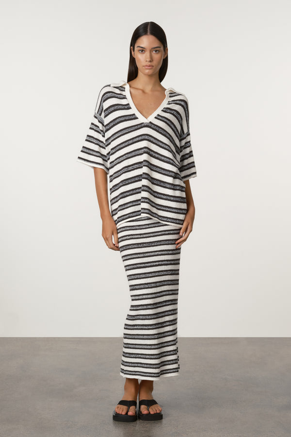 Marle Stripe Textured Knit Shirt